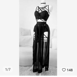 NWOT Black strappy harness maxi dress!